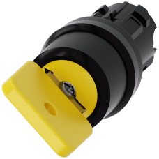 Key-operated switch O.M.R, 22 mm, round, plastic, yellow, key removal O