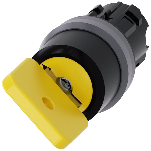 Key-operated switch O.M.R, 22 mm, round, plastic with metal front ring, lock number 73033, yellow, w