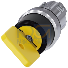 Key-operated switch O.M.R, 22 mm, round, metal, high gloss, yellow, key removal O
