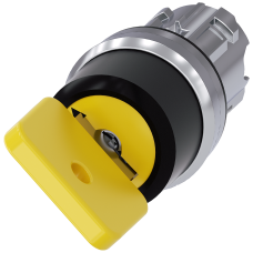 Key-operated switch O.M.R, 22 mm, round, metal, high gloss, yellow, key removal O