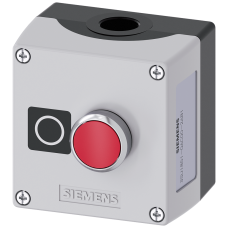 Gray, 1 Command Point Metal, A=Pushbutton Red, 1Nc, Screw Terminal, Base Mounting, Label: O, Top And Bottom 1 X M20 Each