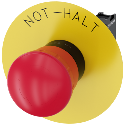 EMERGENCY STOP mushroom pushbutton, 22 mm, round, plastic, red, 40 mm, positive latching, acc. to EN