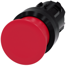 Mushroom pushbutton, 22 mm, round, plastic, red, 30 mm, momentary contact type