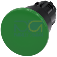 Mushroom pushbutton, 22 mm, round, plastic, green, 40 mm, latching, Pull-to-unlatch mechanism