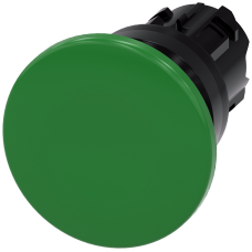 Mushroom pushbutton, 22 mm, round, plastic, green, 40 mm