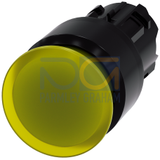 Illuminated mushroom pushbutton, 22 mm, round, plastic, yellow, 30 mm, latching, Pull-to-unlatch mechanism
