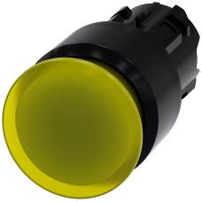 Illuminated mushroom pushbutton, 22 mm, round, plastic, yellow, 30 mm, latching, Pull-to-unlatch mechanism