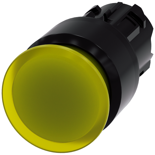 Illuminated mushroom pushbutton, 22 mm, round, plastic, yellow, 30 mm, latching, Pull-to-unlatch mechanism