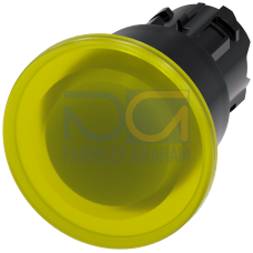 Illuminated mushroom pushbutton, 22 mm, round, plastic, yellow, 40 mm, latching, Pull-to-unlatch mechanism