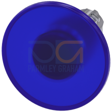 Illuminated mushroom pushbutton, 22 mm, round, metal, shiny, blue, 60 mm, latching, Pull-to-unlatch mechanism