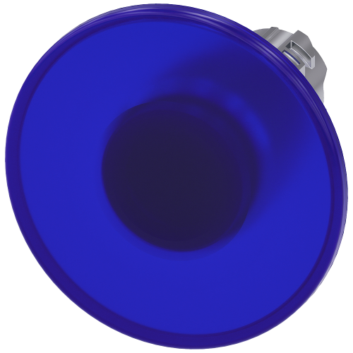 Illuminated mushroom pushbutton, 22 mm, round, metal, shiny, blue, 60 mm, latching, Pull-to-unlatch mechanism