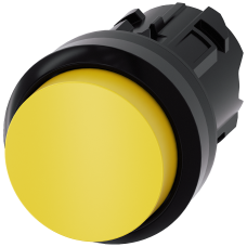 Pushbutton, 22 mm, round, plastic, yellow, pushbutton, raised, momentary contact type