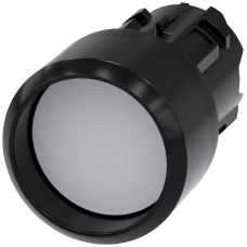 Pushbutton, 22 mm, round, plastic, white, Front ring, raised momentary contact type