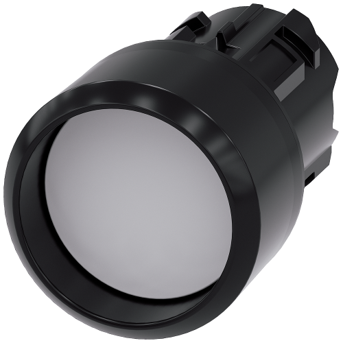 Pushbutton, 22 mm, round, plastic, white, Front ring, raised momentary contact type