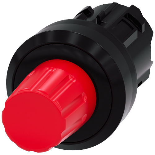 Stop button, 22 mm, round, plastic, red, pushbutton raised, latchable after pushing in by rotating clockwise, unlatch by rotating counter-clockwise