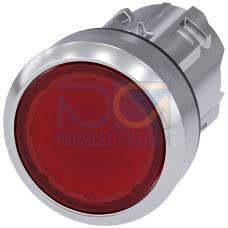 Illuminated pushbutton, 22 mm, round, metal, shiny, red, pushbutton, flat, latching, Push-to-release