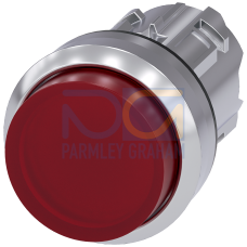 Illuminated pushbutton, 22 mm, round, metal, shiny, red, pushbutton, raised, momentary contact type