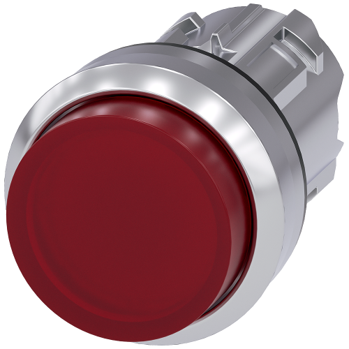 Illuminated pushbutton, 22 mm, round, metal, shiny, red, pushbutton, raised, momentary contact type