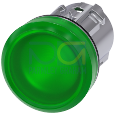 Indicator light, 22 mm, round, metal, high gloss, green, lens, smooth