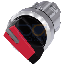 Selector switch, illuminable, 22 mm, round, metal, shiny, red, selector switch, short, 2 switch posi