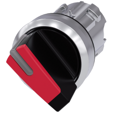 Selector switch, illuminable, 22 mm, round, metal, shiny, red, selector switch, short, 2 switch posi