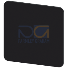 Labeling plate for snapping on or gluing on label holder, label size 27x27 mm, black label, white characters, without inscription, for self-labelin...