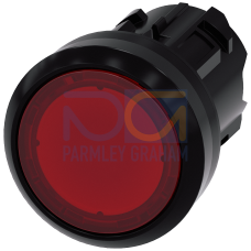 Illuminated pushbutton, 22 mm, round, plastic, red, pushbutton, flat, latching, Push-to-release mechanism, with laser labeling, lower case