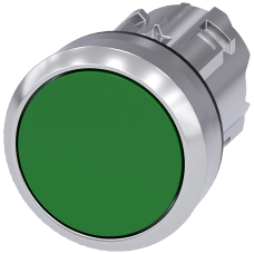 Pushbutton, 22 mm, round, metal, high gloss, green, button