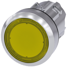 Pushbutton, illuminated, 22 mm, round, metal, high gloss, yellow, button