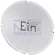 Inscription plate for illuminated pushbutton, round, milky with black font, with inscription: In