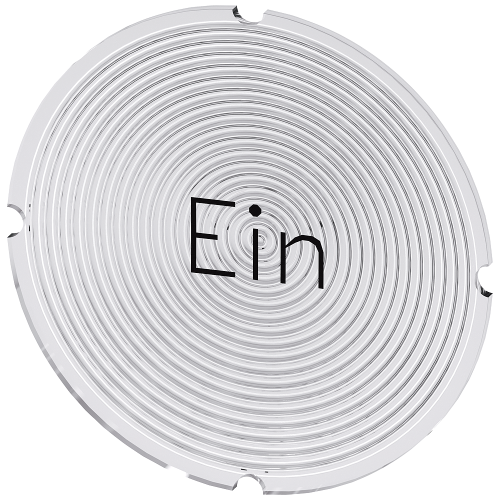 Inscription plate for illuminated pushbutton, round, milky with black font, with inscription: In