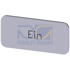 Labeling plate for snapping on or adhering to label holder, label size 12.5x27 mm, silver label, black font, with inscription: On