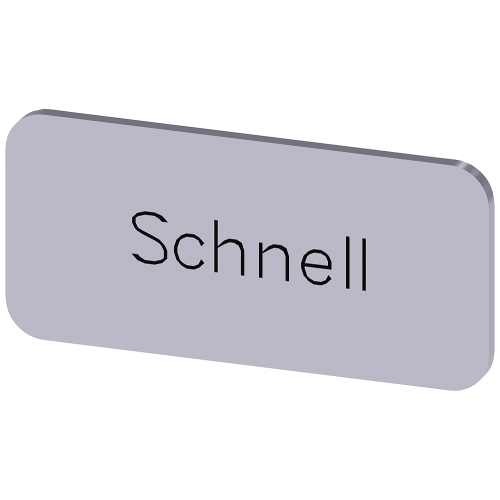 Labeling plate for snapping on or gluing to label holder, label size 12.5x27mm, silver label, black font, with inscription: fast