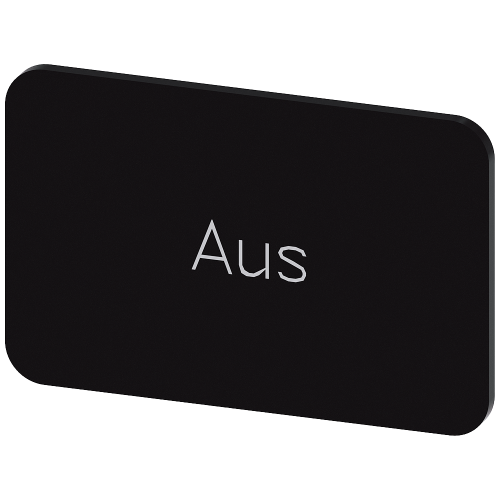 Labeling plate for snapping on or gluing on label holder, Label size 17.5 x 27 mm, black label, white font, with inscription: Off