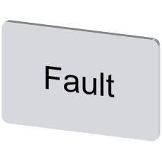 Labeling plate for snapping on or gluing on label holder, Label size 17.5 x 27 mm, silver label, black font, with inscription: Fault