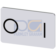 Labeling plate for snapping on or gluing on label holder, Label size 17.5 x 27 mm, silver label, black font, with graphic symbol: O I