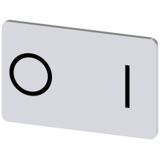 Labeling plate for snapping on or gluing on label holder, Label size 17.5 x 27 mm, silver label, black font, with graphic symbol: O I