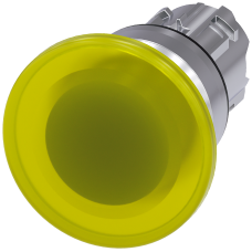 Illuminated mushroom pushbutton, 22 mm, round, metal, shiny, yellow, 40 mm, momentary contact type