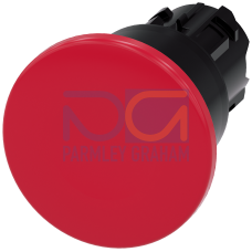 Mushroom pushbutton, 22 mm, round, plastic, red, 40mm, latching, pull-to-unlatch mechanism, with laser labeling, upper case and lower case, always ...
