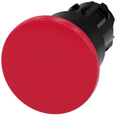 Mushroom pushbutton, 22 mm, round, plastic, red