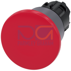Mushroom pushbutton, 22 mm, round, plastic with metal front ring, red, 40 mm, latching, Pull-to-unla