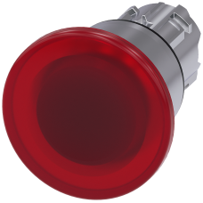 Illuminated mushroom pushbutton, 22 mm, round, metal, shiny, red, 40 mm, latching, Pull-to-unlatch m