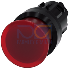 Illuminated mushroom pushbutton, 22 mm, round, plastic, red, 30 mm, momentary contact type, with laser labeling, symbol number according to, ISO 70...