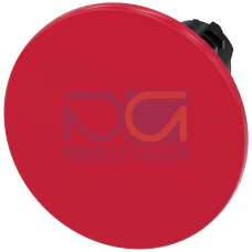 Mushroom pushbutton, 22 mm, round, plastic, red, 60 mm, momentary contact type, with laser labeling, upper case