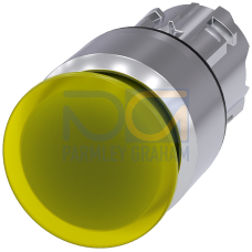 Illuminated mushroom pushbutton, 22 mm, round, metal, shiny, yellow, 30 mm, latching, Pull-to-unlatch mechanism