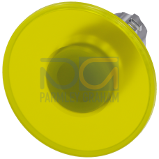 Illuminated mushroom pushbutton, 22 mm, round, metal, shiny, yellow, 60 mm, latching, Pull-to-unlatch mechanism