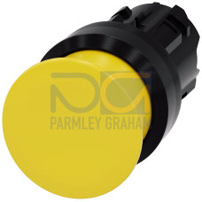 Mushroom pushbutton, 22 mm, round, plastic, yellow, 30 mm, momentary contact type
