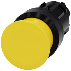 Mushroom pushbutton, 22 mm, round, plastic, yellow, 30 mm, momentary contact type