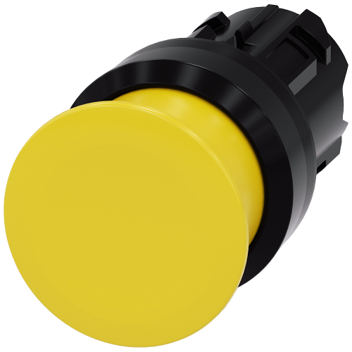 Mushroom pushbutton, 22 mm, round, plastic, yellow, 30 mm, momentary contact type
