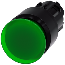 Illuminated mushroom pushbutton, 22 mm, round, plastic, green, 30 mm, latching, Pull-to-unlatch mechanism